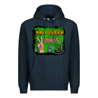 Navy Watercolor Halloween Vibes Premium Hoodie - RanaPortraitStore