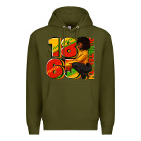 Army Green 1865 Juneteenth afro woman Premium Hoodie - RanaPortraitStore
