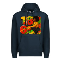Navy 1865 Juneteenth afro woman Premium Hoodie - RanaPortraitStore