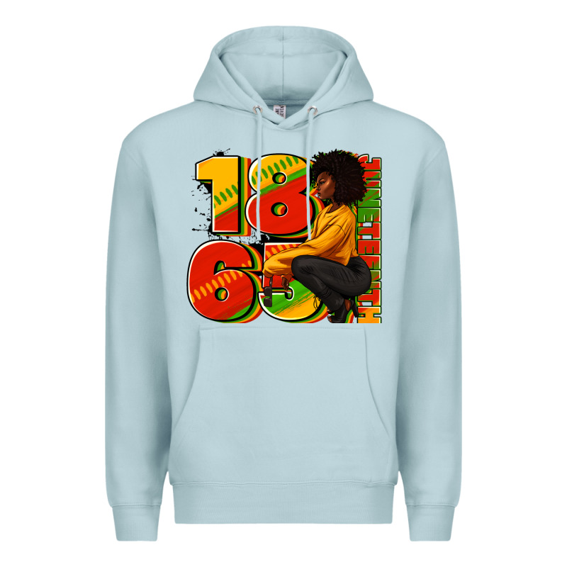1865 Juneteenth Afro Woman Premium Hoodie by RanaPortraitStore | Teevron