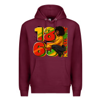 Burgundy 1865 Juneteenth afro woman Premium Hoodie - RanaPortraitStore