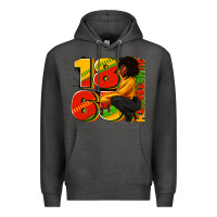 Charcoal Heather 1865 Juneteenth afro woman Premium Hoodie - RanaPortraitStore