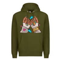 Army Green Afro woman nail art Premium Hoodie - RanaPortraitStore