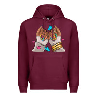 Burgundy Afro woman nail art Premium Hoodie - RanaPortraitStore