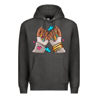 Charcoal Heather Afro woman nail art Premium Hoodie - RanaPortraitStore