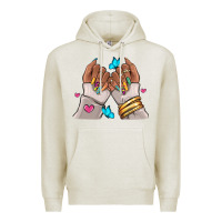 Oatmeal Heather Afro woman nail art Premium Hoodie - RanaPortraitStore