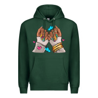 Sports Green Afro woman nail art Premium Hoodie - RanaPortraitStore