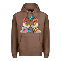 Chestnut Afro woman nail art Premium Hoodie - RanaPortraitStore