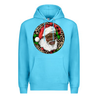Ocean Blue Afro Santa Christmas Premium Hoodie - RanaPortraitStore