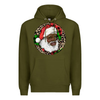 Army Green Afro Santa Christmas Premium Hoodie - RanaPortraitStore
