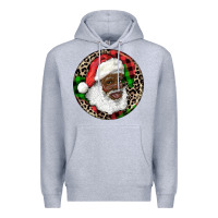 Heather Grey Afro Santa Christmas Premium Hoodie - RanaPortraitStore