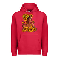 Cardinal Afro American woman sunflowers Premium Hoodie - RanaPortraitStore