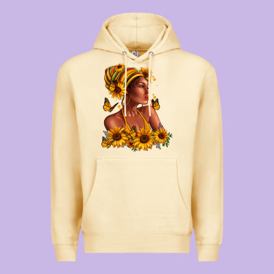 Afro American Woman Sunflowers Premium Hoodie Designed By Ranaportraitstore