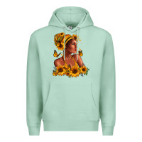 Seafoam Afro American woman sunflowers Premium Hoodie - RanaPortraitStore