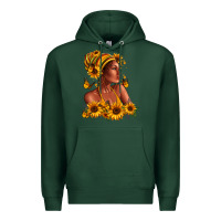 Sports Green Afro American woman sunflowers Premium Hoodie - RanaPortraitStore