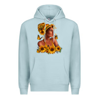Blue Mist Afro American woman sunflowers Premium Hoodie - RanaPortraitStore