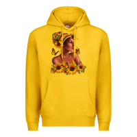Lemon Afro American woman sunflowers Premium Hoodie - RanaPortraitStore