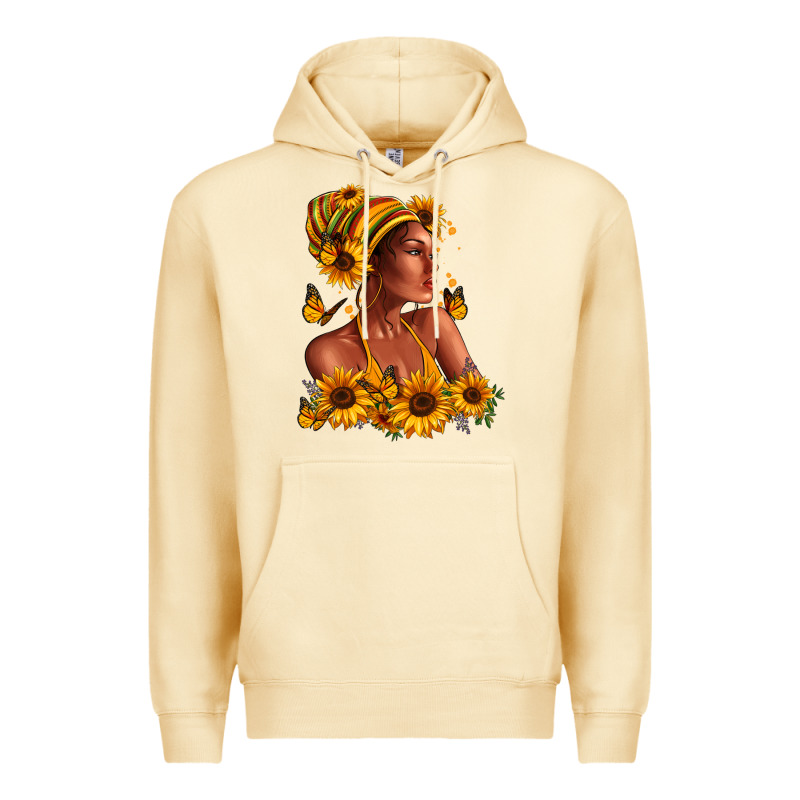 Afro American Woman Sunflowers Premium Hoodie by RanaPortraitStore | Teevron