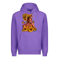 Purple Afro American woman sunflowers Premium Hoodie - RanaPortraitStore