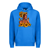 True Royal Afro American woman sunflowers Premium Hoodie - RanaPortraitStore