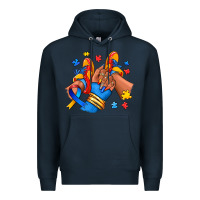 Navy Autism afro girl sneakers Premium Hoodie - RanaPortraitStore