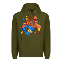 Army Green Autism afro girl sneakers Premium Hoodie - RanaPortraitStore