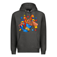 Charcoal Heather Autism afro girl sneakers Premium Hoodie - RanaPortraitStore