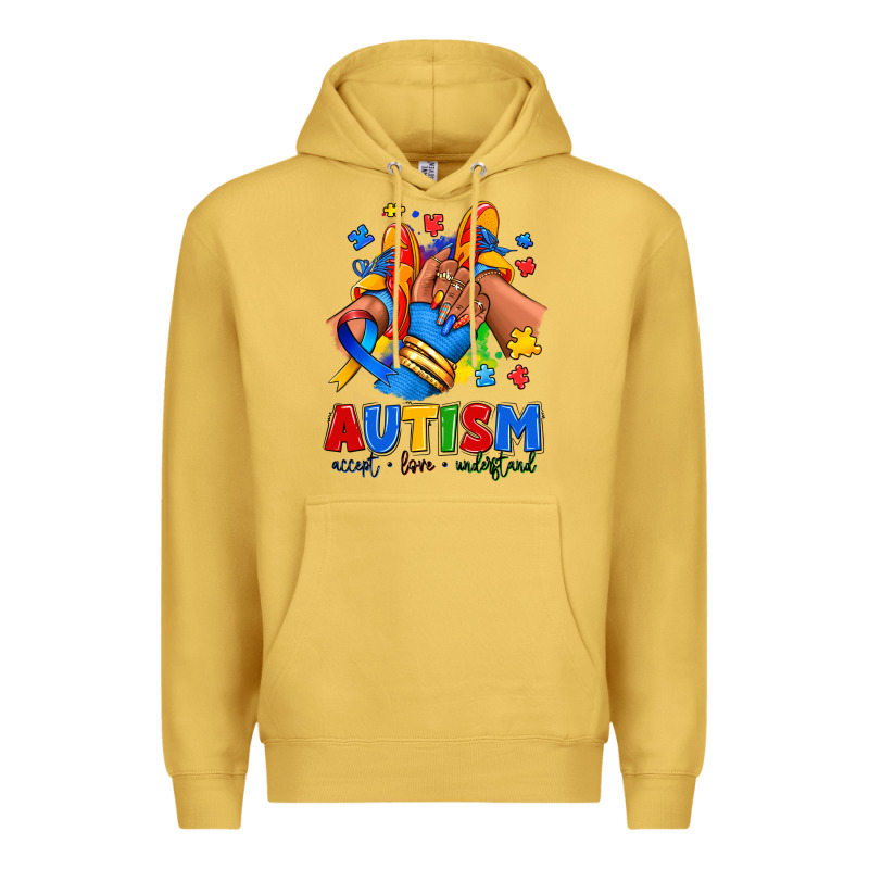 Autism Accept Love Understand Afro Girl Sneakers Premium Hoodie by RanaPortraitStore | Teevron