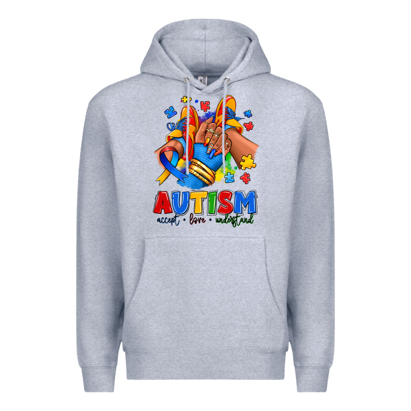 Autism Accept Love Understand Afro Girl Sneakers Premium Hoodie by RanaPortraitStore | Teevron