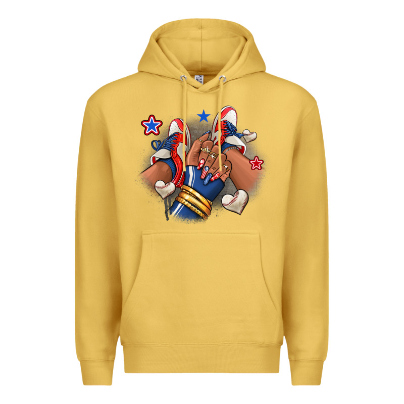 Baseball Afro Girl Sneakers Premium Hoodie by RanaPortraitStore | Teevron