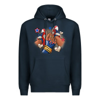 Navy Baseball afro girl sneakers Premium Hoodie - RanaPortraitStore