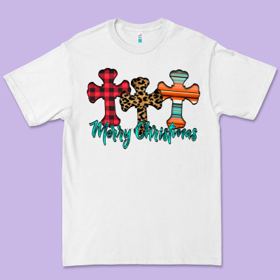 Merry Christmas Cross Premium Tee Designed By Cowhidedigitalart