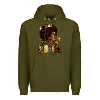 Army Green Birthday queen afro girl Premium Hoodie - RanaPortraitStore