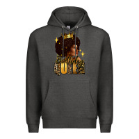 Charcoal Heather Birthday queen afro girl Premium Hoodie - RanaPortraitStore