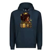 Navy Birthday queen afro girl Premium Hoodie - RanaPortraitStore