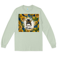 Matcha sunflowers messy bun mama Long Sleeve Tee - BarkalooDesign