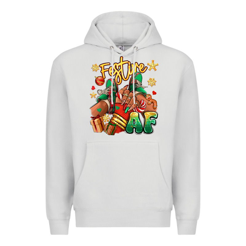 Festive Af Christmas Black Girl Sneakers Premium Hoodie by RanaPortraitStore | Teevron