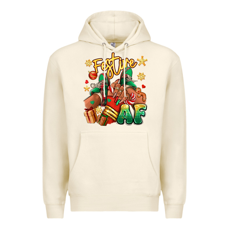 Festive Af Christmas Black Girl Sneakers Premium Hoodie by RanaPortraitStore | Teevron