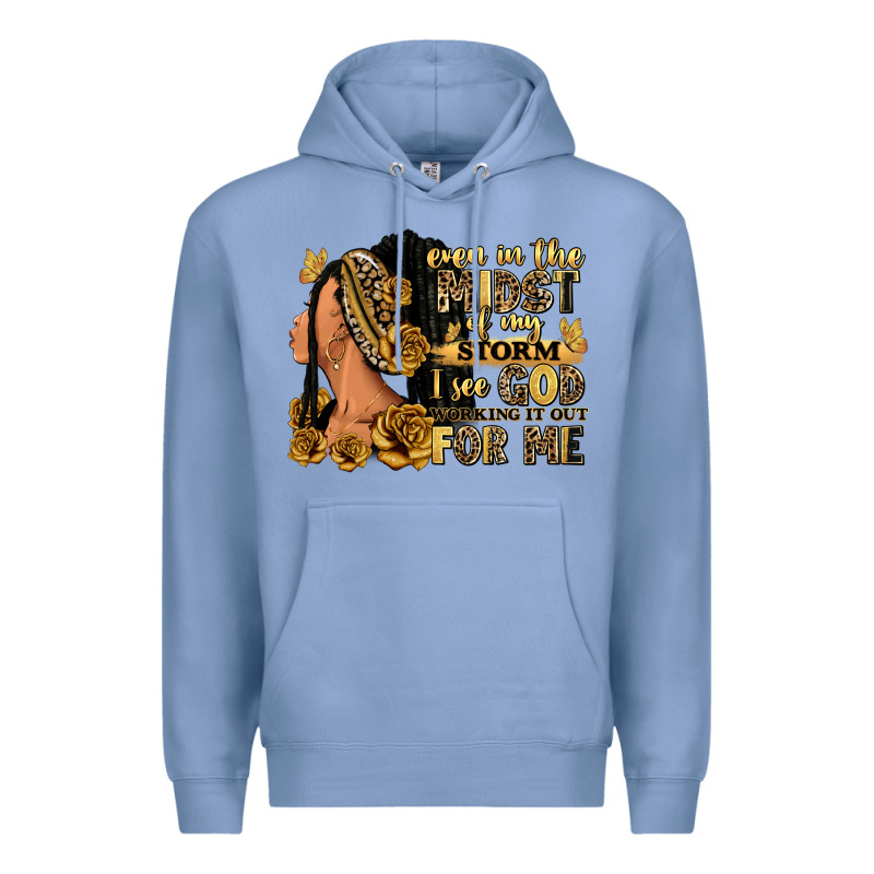 Even In The Midst Of My Storm Afro Woman Premium Hoodie by RanaPortraitStore | Teevron