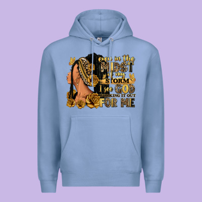 Even In The Midst Of My Storm Afro Woman Premium Hoodie Designed By Ranaportraitstore
