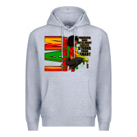 Heather Grey I am black history Afro American woman Premium Hoodie - RanaPortraitStore