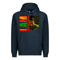 Navy I am black history Afro American woman Premium Hoodie - RanaPortraitStore