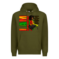 Army Green I am black history Afro American woman Premium Hoodie - RanaPortraitStore