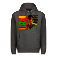 Charcoal Heather I am black history Afro American woman Premium Hoodie - RanaPortraitStore