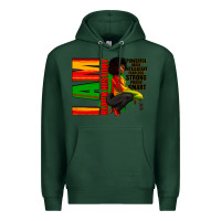 Sports Green I am black history Afro American woman Premium Hoodie - RanaPortraitStore