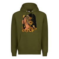 Army Green Gold roses afro woman Premium Hoodie - RanaPortraitStore