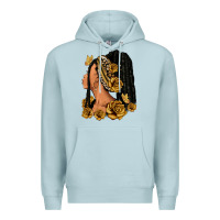 Blue Mist Gold roses afro woman Premium Hoodie - RanaPortraitStore