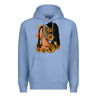 Colony Blue Gold roses afro woman Premium Hoodie - RanaPortraitStore