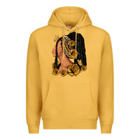 Mustard Gold roses afro woman Premium Hoodie - RanaPortraitStore