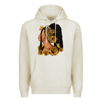 Oatmeal Heather Gold roses afro woman Premium Hoodie - RanaPortraitStore